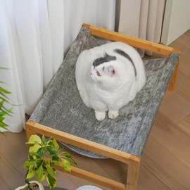 kiplant Large Cat Bed, Cat Hammock Bed, Bamboo Wood Cat Hammock for Outdoor, 21 X 16.5 Inch Elevated Pet Furniture Suitable for Kitty, Puppy, Rabbit, Bunny and Small Animal