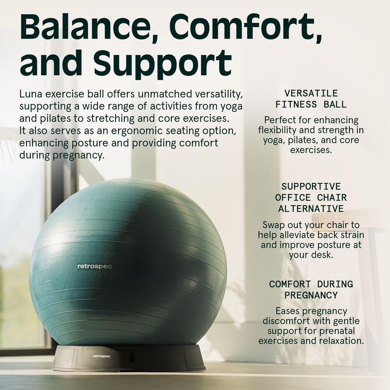 Retrospec Luna Exercise Ball with Pump - Anti-Burst Fitness Equipment