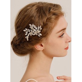 Wekicici Bride Rhinestone Wedding Hair Clips Bridal Crystal Hair Barrette Silver Flower Crystal Hair Pins Sparkly Hair Accessories for Women Wedding Head Piece (Silver)