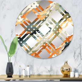 DesignQ Tropical Trail Camo - Camouflage Plaid - 32 Inches - Round Decorative Wall Mirror for Bathroom, Bedroom, Entryway, Living Room, Vanity Room and Modern Décor