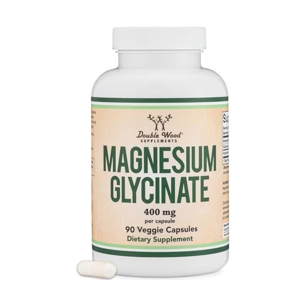 Magnesium Glycinate 400mg, 90 Capsules (Vegan Safe, Third Party Tested,