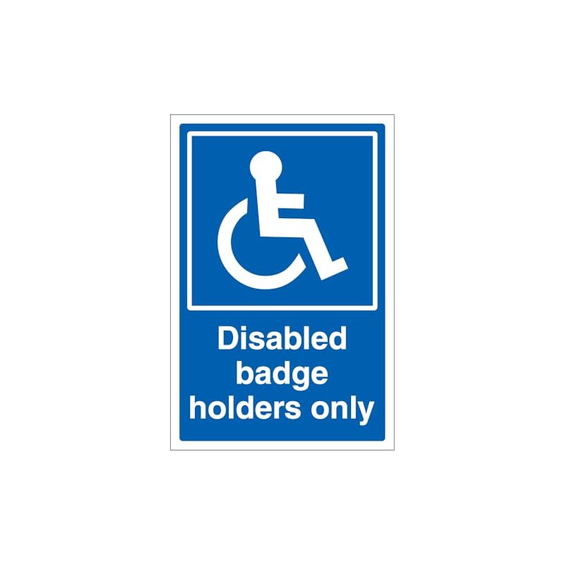 V Safety Disabled Badge Holders Only - Super-Tough Rigid Plastic