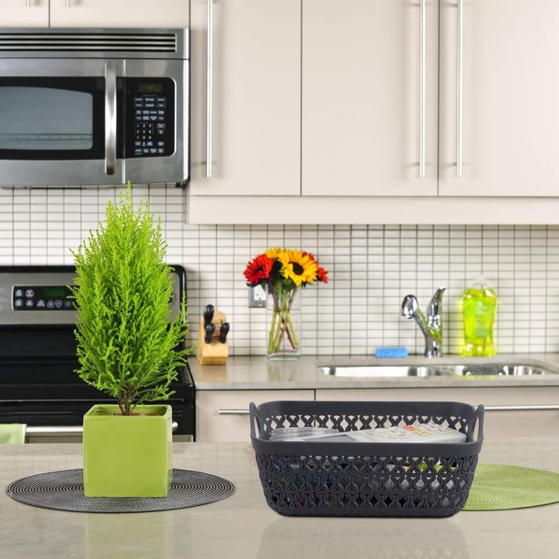 Leendines Mini Desktop Baskets 12 Packs, Grey Plastic Baskets for