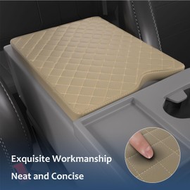 Areeyils Center Console Armrest Cover for 2015-2024 2025 Ford F150 Accessories,for 2017-2024 2025 F250 F350 F450 F550 2015-2024 2025 with 40/20/40 Jump Seat, PU Leather Car Truck Accessories(Beige)