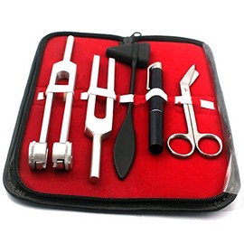 AAPROTOOLS All Black Color- Set of 5 PCS Reflex Percussion Taylor Hammer + PENLIGHT + Tuning Fork C 128 C 512 + Bandage Scissors 5.5"