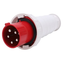 5‑Pin Industrial Plug, Waterproof IP67, 380‑415V, 63A, 3P+N+E, Industrial Power Connector for Industry Agriculture, Red/White Industrial Grade