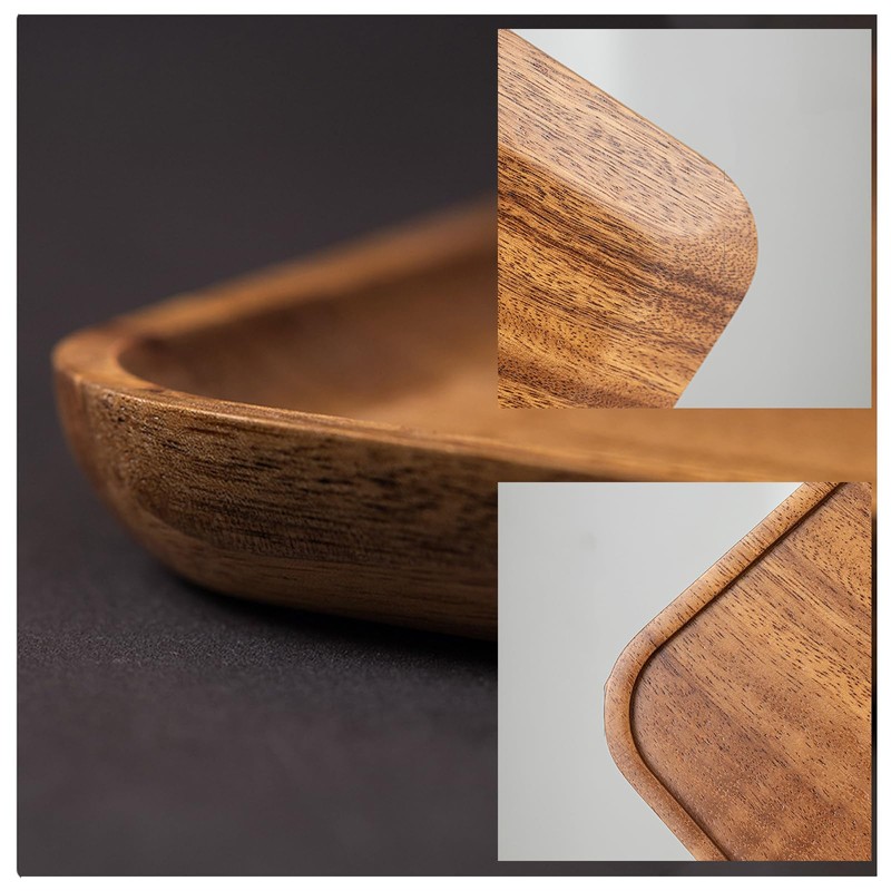 Eabdice Solid Wood Tea Tray, Rectangular Waiter Tray, Decorative Breakfast