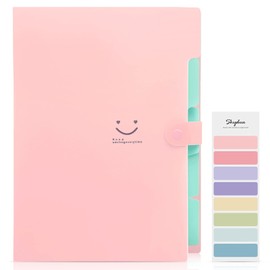 SKYDUE Expanding File Folder 5 Pockets, Skydue Letter A4 Paper Accordion Document Organizer (Pink)