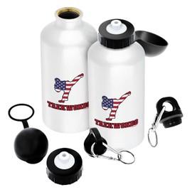 ThisWear USA Flag Gifts For Men USA Sports Taekwondo 2-Pack 18oz Aluminum Water Bottles with Carabiner Clip & Sport Top
