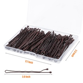 100Pcs Bobby Pins Brown Hair Pins Kit for Women Girls Kids Premium Wavy Brown Bobby Pins Hair Clips with Storage Box,Suitable for All Hair Types (Brown, 2inch)