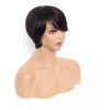 BM Peluca De Cabello Humano Corto De Color Negro Pixie