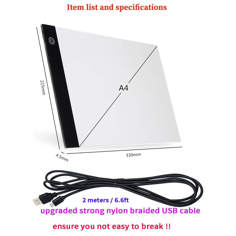 A4 Ultra-Thin Portable LED Light Box Tracer USB Power Adjustable