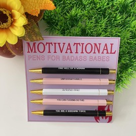 ZVZKC 5 Pack Funny Pens, Black Ink 1.0 mm Retractable Ballpoint Pen, Funny Pens for Coworkers, Novelty Ballpoint Pen for Writing Drawing Journaling Note Taking, Unique Office Supplies (Pink)