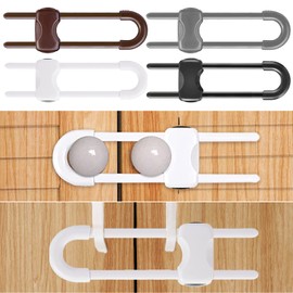 RUIJIE Child Lock for Cabinet, Pack of 4 Baby Cabinet Locks, Children's Safety Drawer Lock, U-Shaped Door Lock for Cupboards and Drawers, No Drilling or Tools