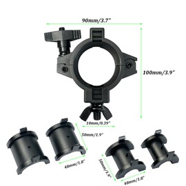 Pack of 2 stage lighting clamps, O-clamp, suitable for 3 pipe diameters 25 mm, 36 mm, 48 mm, 20 kg load capacity (black)