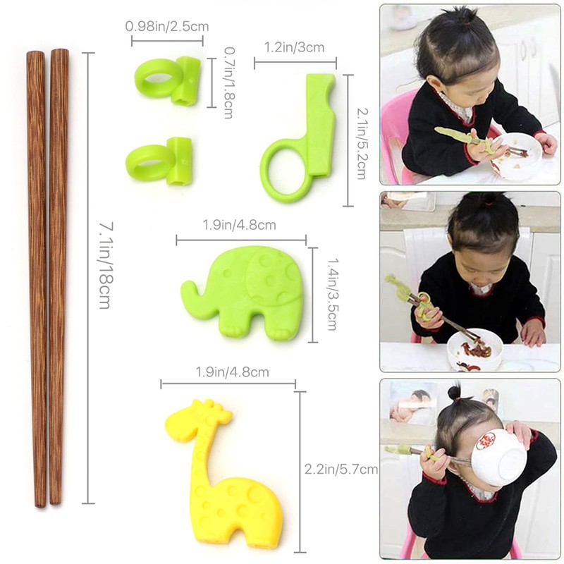 VANANA Training Chopsticks, 4 Pairs Kids Children Chopsticks Reusable Bamboo