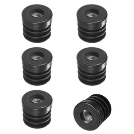 M METERXITY 6-Pack Inserts for Round Tubes with M8 Thread, 1" (25mm) OD Plastic Tube Insert for Chair/Table/Caster, Tubing End Cap Floor Protectors Metal Furniture Legs Glide Plug