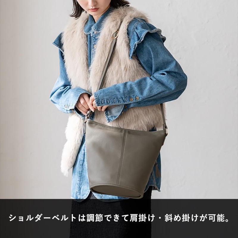 VITAFELICE sib-20049n Women's Genuine Leather Bucket Shoulder Bag, Black