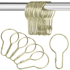 Healifty 20 x Stainless Steel Shower Curtain Hooks Gold 7 cm: Universal Curtain Clips Tool-Free Installation for Bathroom, Living Room and Balcony