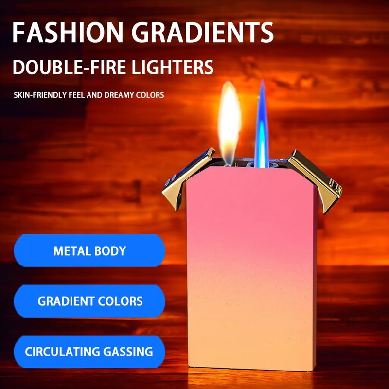 Butane Torch Lighter - Dual Flame, Jet Torch, Windproof, Refillable,