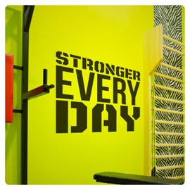 My Vinyl Story - Stronger Every Day - Large Inspirational Motivational Wall Decal Sticker Quote Vinyl Art Decor for Home Office Gym Classroom, Removable (Black, 24x22 inches)