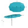 HAPPYGRILL 15 FT Double-sided Patio Umbrella with Solar Lights, Crank