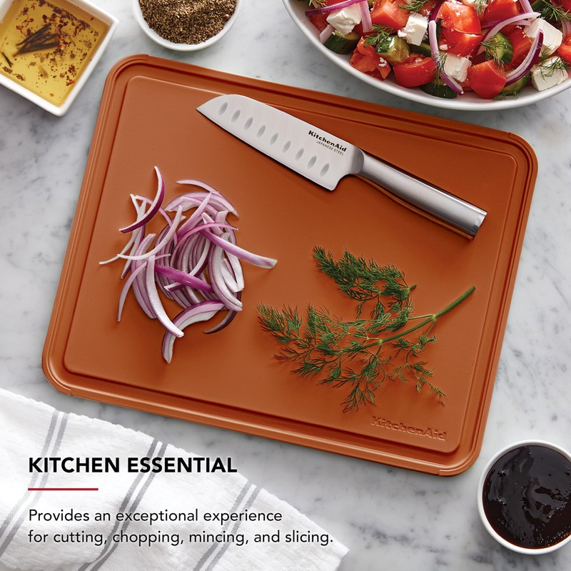 KitchenAid Classic Plastic Cutting Board with Perimeter Trench and Non