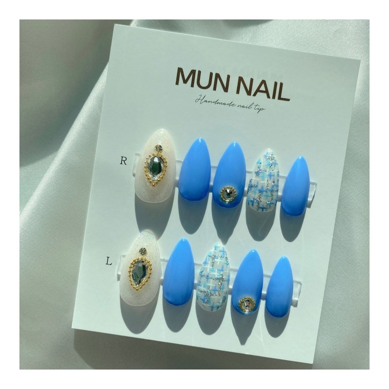 MunNail Pink Tweed❤️Color changeable - Long Oval / MunNail 핑크트위드❤️색상변경가능