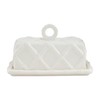 Mud Pie 4 3/4" x 7" Bamboo Butter Dish, White