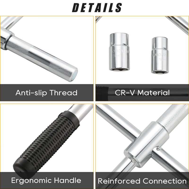 FLKQC 23" Universal Extended Lug Wrench, 4 Way Tire Iron