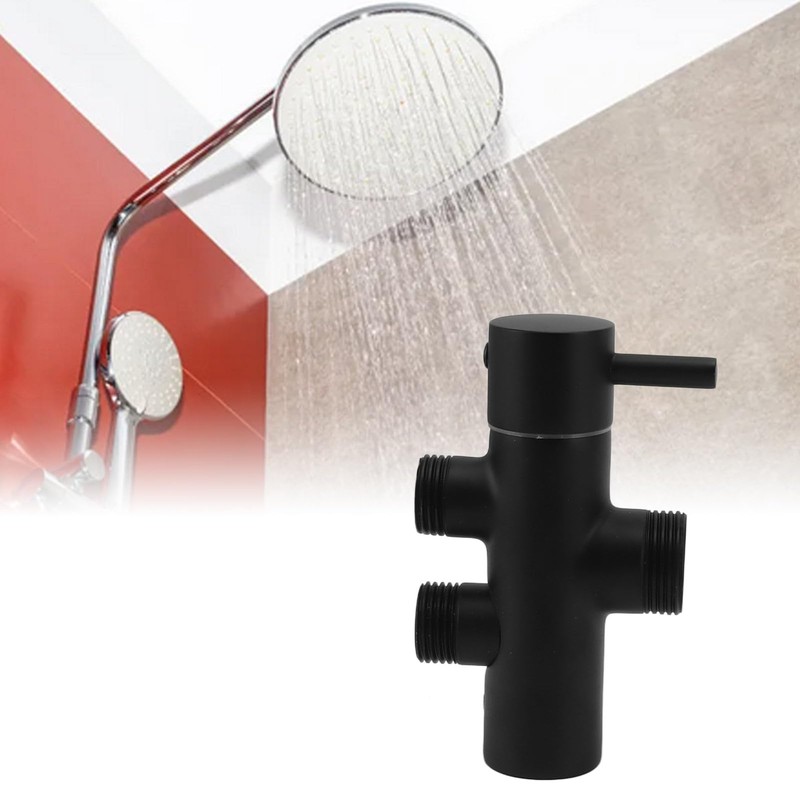 Shower Head Diverter Black Rustproof Leakproof Wall Mounted Shower Arm