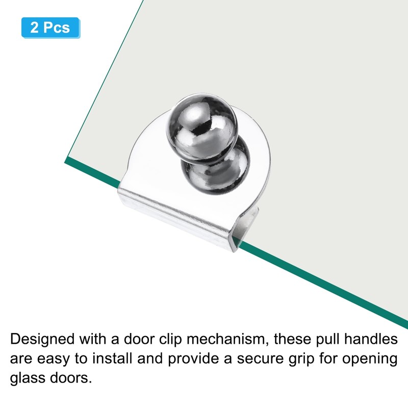 uxcell 2pcs Glass Door Pull Handles, Iron Door Clips Pull