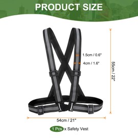 PATIKIL Reflektierende Sicherheitsweste, 1 Packung Hi-Vis Sicherheitswesten, Verstellbare hohe Sichtbarkeit Reflektierende Streifen für Verkehrssteuerung im Freien Joggen, Schwarz