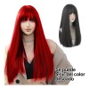 Peluca con Flequillo Natural de Cabello Negro Largo y Liso