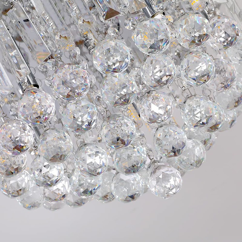 Gopmmy Modern K9 Crystal Raindrop Chandelier Lighting, Flush Mount G9