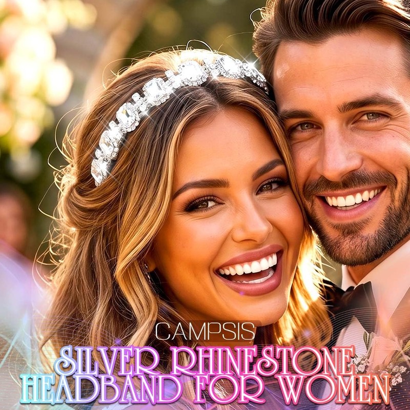 Campsis Rhinestone Headband Silver Bridal Headpiece Crystal Hair Accessories for