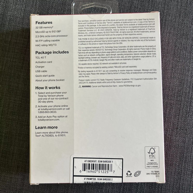 TCL 40 T, Total By Verizon 32GB, 6.75 in New