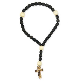 Needzo Wooden Prayer Beads 33 Knots - Chotki with Byzantine Wooden Cross Hand Held In Ukraine with Cross, 9 Inch Length - Made for Jesus Prayer