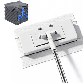 New 2-in-1 Push Clamp Lazy Mop – Hands Free Flat Mops, Quick Mopping & Sweeping, Compatible with Most Pads, Adjustable Handle, Perfect for People with Back Pain or Mobility Issues, 10 Reusable Cloths