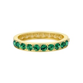 Ted Baker Rosie Crystal Rock Hinged Bangle Bracelet for Women (Gold/Green Crystal)