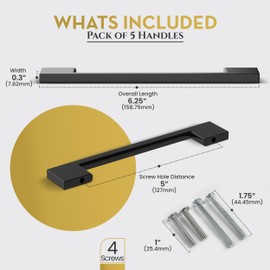 Southern Hills 10pc Matte Black Cabinet Pulls 5"(128mm) Screw Spacing - Black Handles for Cabinets, Kitchen Cabinet Handles Black - Dresser Pull, Matte Black Drawer Pulls, Matte Black Cabinet Hardware