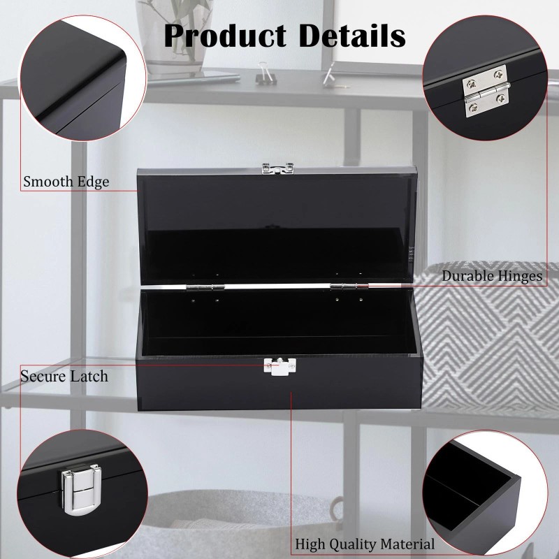 Hipiwe Cash Box Money Holder Black Cash Organizer Money Storage