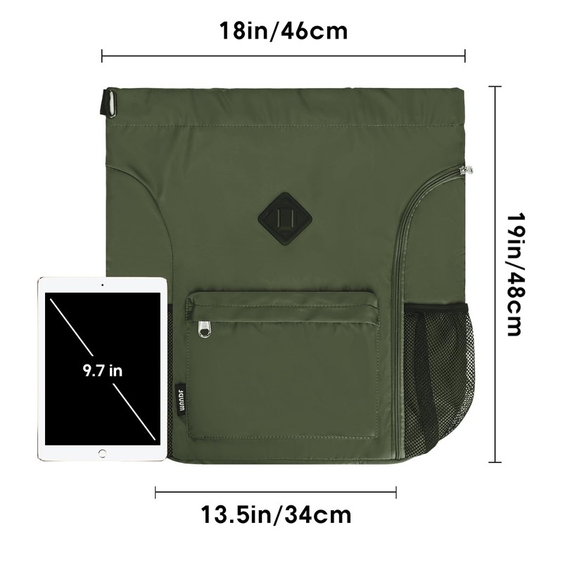 WANDF Drawstring Backpack Sports Gym Bag with Shoes Compartment, Water-Resistant
