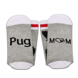 PXTIDY Pug Socks Pug Mom Crew Socks Pug Dog Mom Gift Dog Lover Gift Pug Mama Pug Gifts Dog Mom Socks for Pug Dog Owner (Pug)