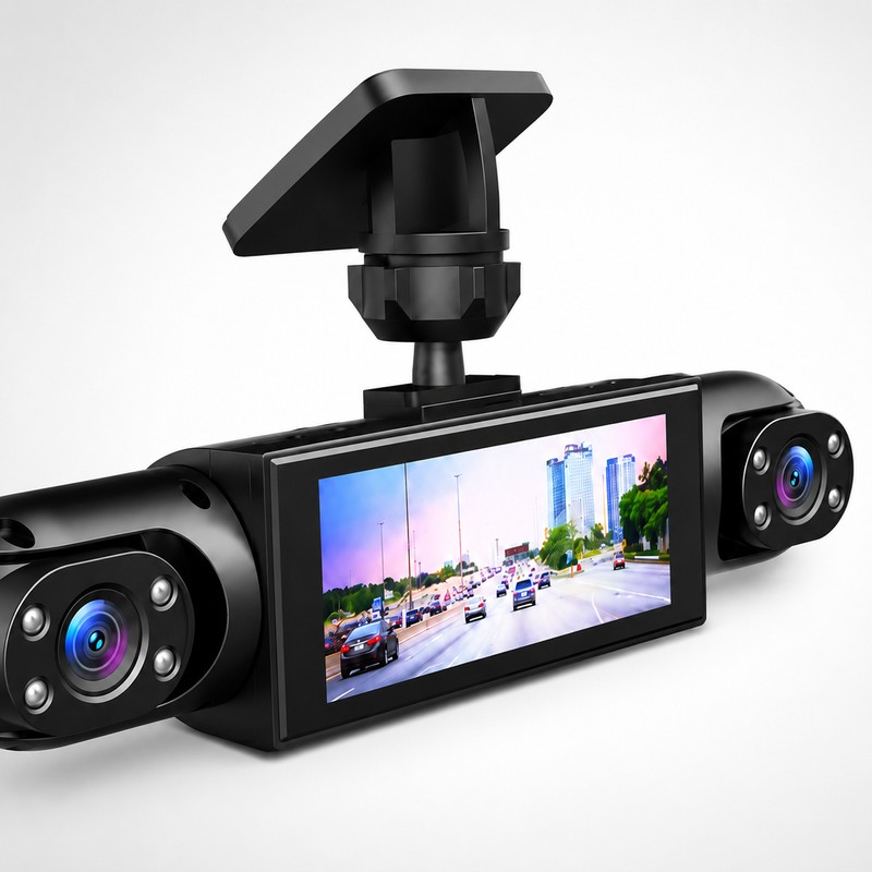 Multi-Lens Dash Cam for Vehicle Recording – 1080P Front, Side