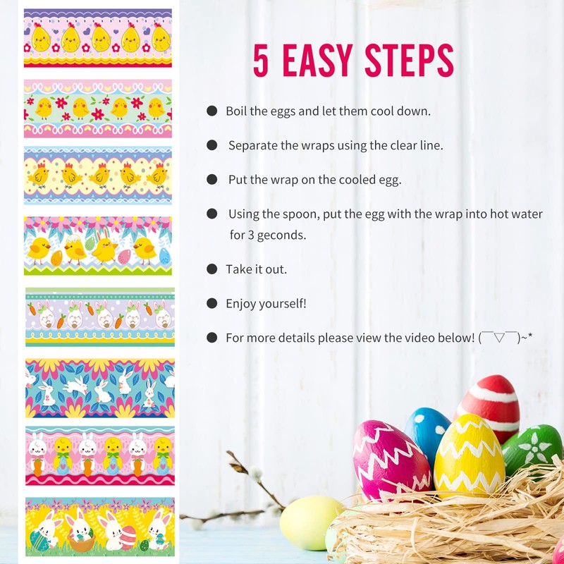 24Pcs Easter Egg Decorating Kit, Easter Decorations Heat Shrink Wrap
