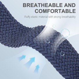 2 Pack 18mm Braided Stretchy Nylon Watch Bands Compatible with Garmin Venu 2S/Venu 3S/Vivoactive 4S/Vivomove 3S/Forerunner 255S/Forerunner 265S, Quick Release Loop Elastic Strap for Women Men