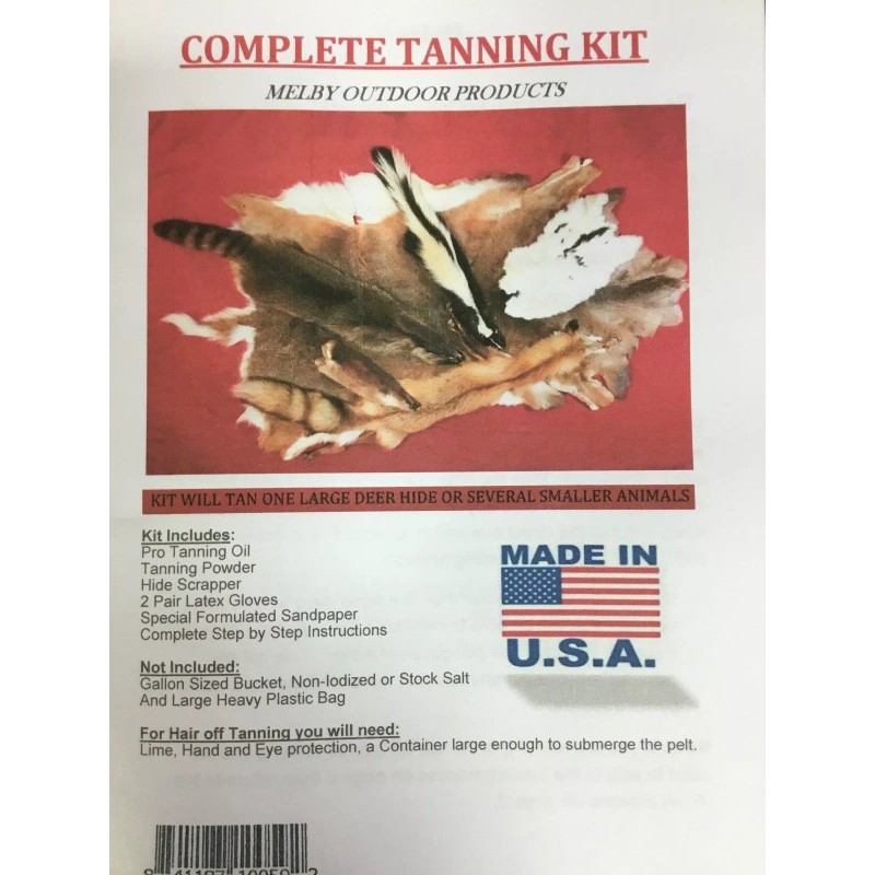 MELBY OUTDOOR PRODUCTS FUR TANNING KITS/HIDE/HUNT