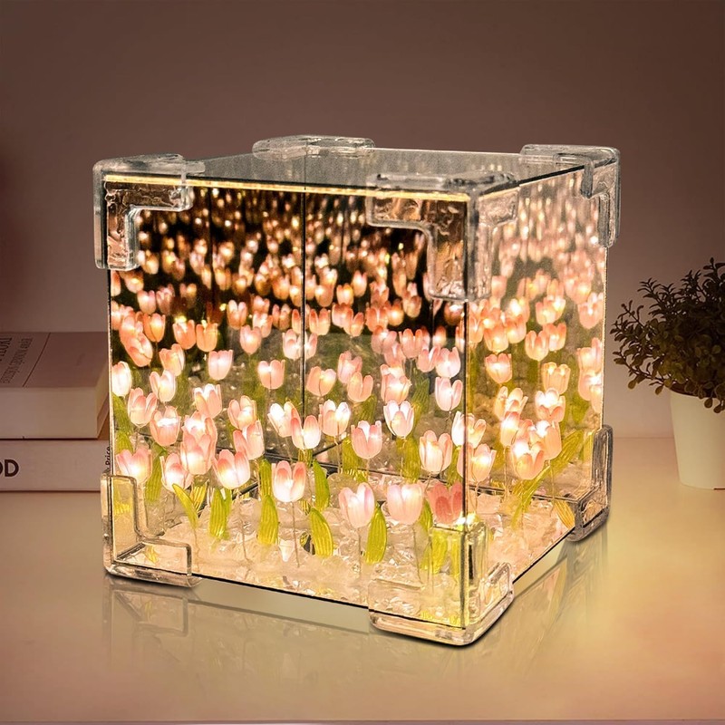 Diy Cubo de Rubik L?mpara Noche de Tulipanes,12x12cm L?mpara