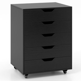 Giantex 5-Drawer Storage Cabinet, Mobile Lateral File Cabinet with Drawers, Wheels, Rolling Chest of Drawers, 19.5" x 16" x 25.5" for Office Under Desk Living Room, Study